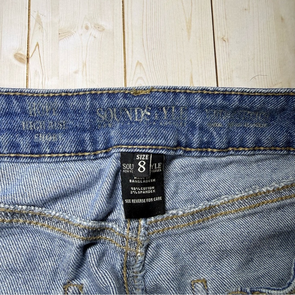 SoundStyle Blue Distressed Cut Off Denim Shorts - Picture 3 of 4